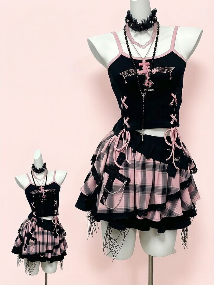 Vintage Y2K Dark Sweet Skirt S - огляд і ціна Cami Top Lace