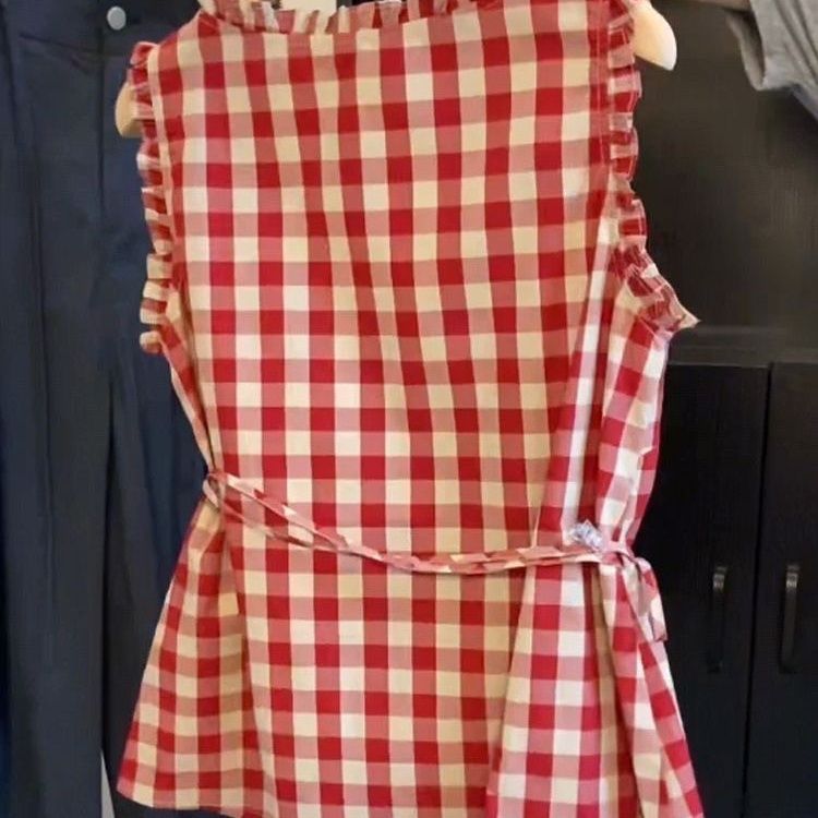 Retro Red Plaid Sleeveless Ves - огляд і ціна Corset Waist Cinch