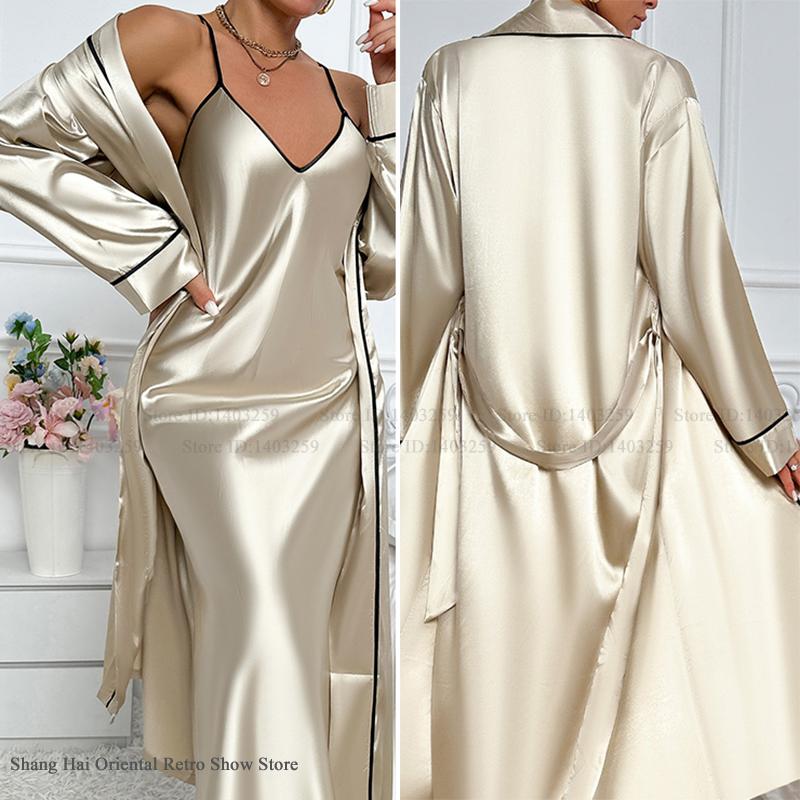 Sexy Long Twinset Robe Set Che - огляд і ціна Robe Silk Women